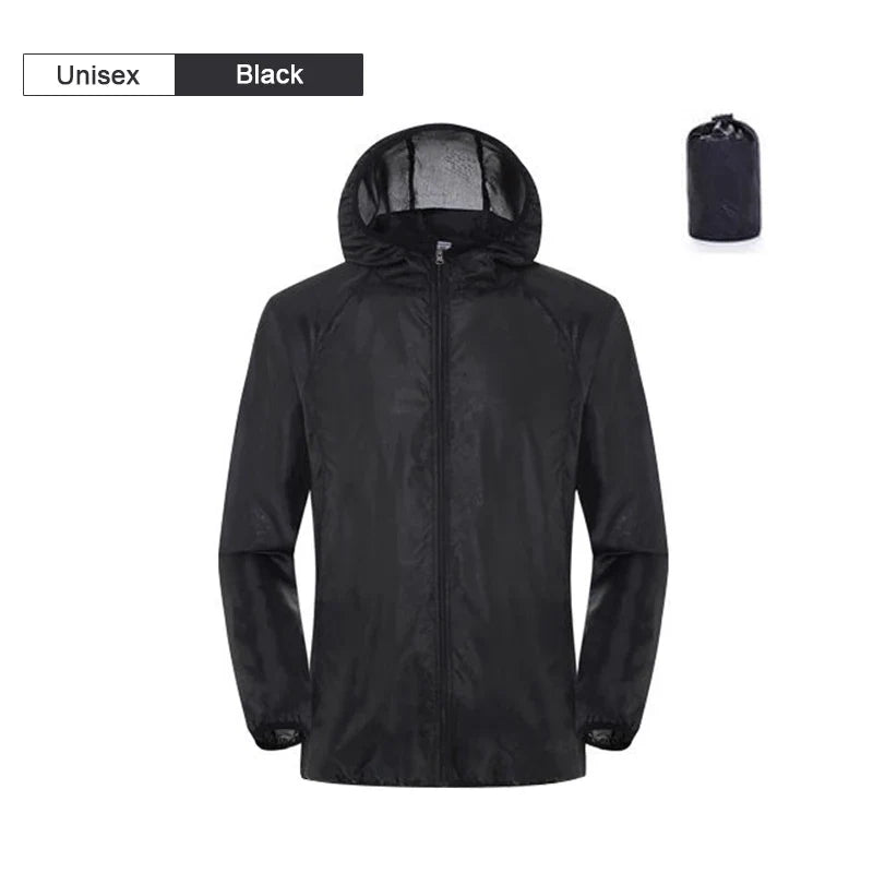 Leichte Kapuzenjacke Unisex Reißverschluss Windbreaker Atmungsaktiv Wasserabweisend Sonnenschutz Faltbar