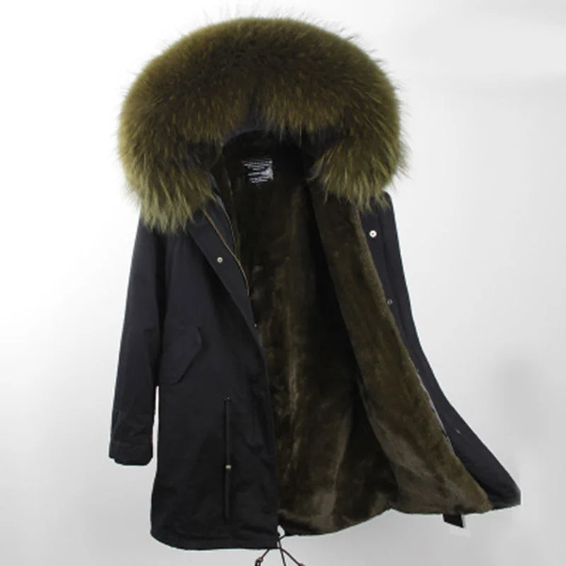 Winterparka mit Plüschfutter und Kunstpelzbesatz an Kapuze