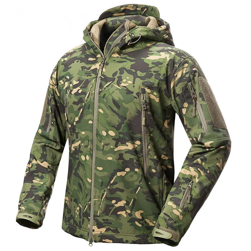 Taktische Herren Jacke mit Kapuze Tarnmuster Outdoor-Softshell-Jacke