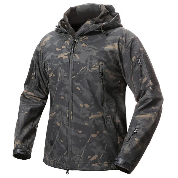 Taktische Herren Jacke mit Kapuze Tarnmuster Outdoor-Softshell-Jacke