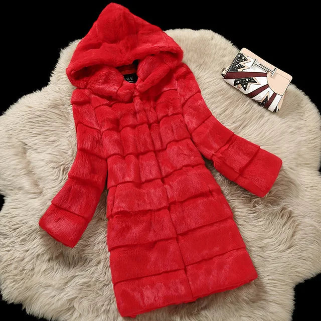 Damen Kapuzenjacke im Pelz-Look, Kurzmantel Rosa oder Schwarz, weicher Kunstpelz