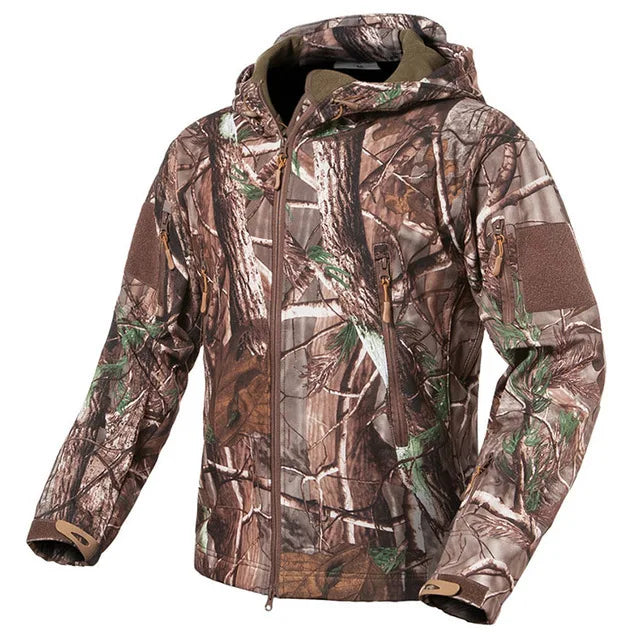 Taktische Herren Jacke mit Kapuze Tarnmuster Outdoor-Softshell-Jacke