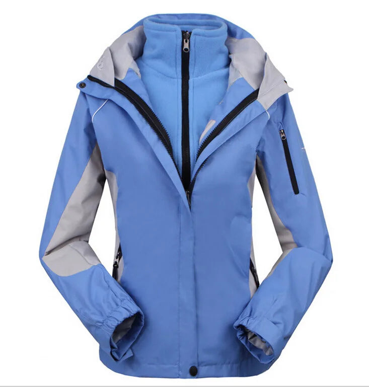 Damen 3-in-1 Outdoorjacke mit Kapuze und Fleece-Innenfutter