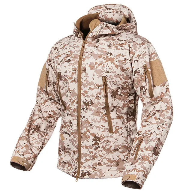 Taktische Herren Jacke mit Kapuze Tarnmuster Outdoor-Softshell-Jacke
