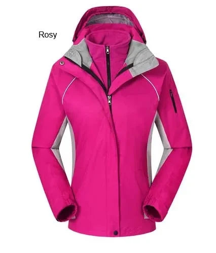 Damen 3-in-1 Outdoorjacke mit Kapuze und Fleece-Innenfutter
