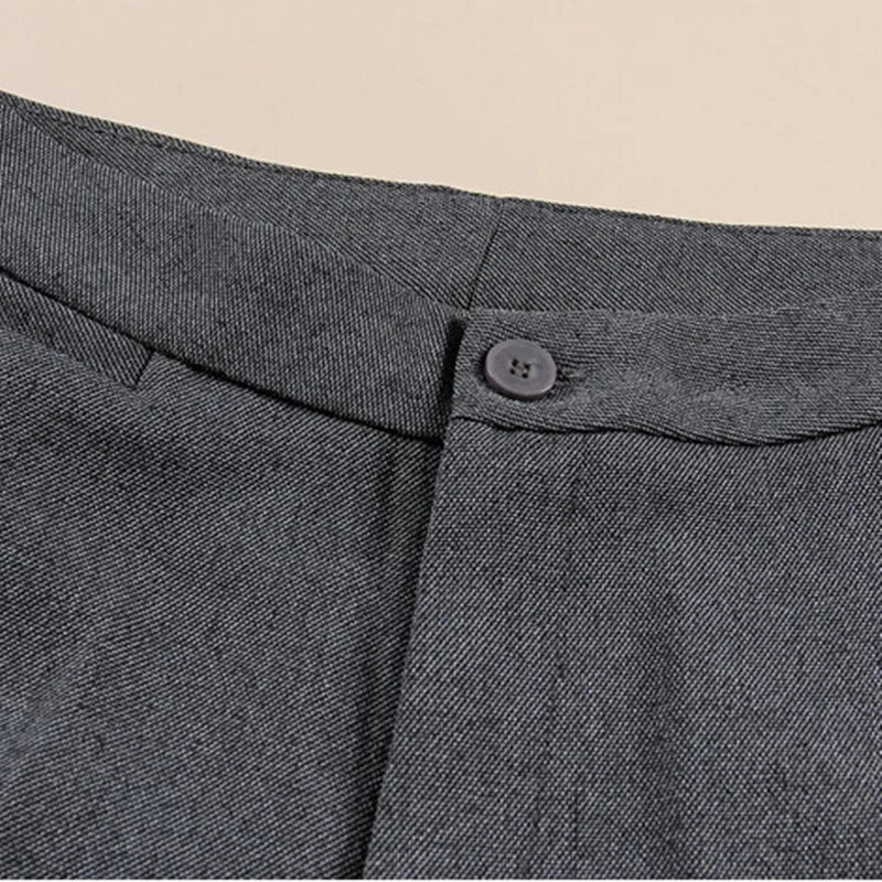 Damen Stoffhose Hochbund Dunkelgrau Schmal Business