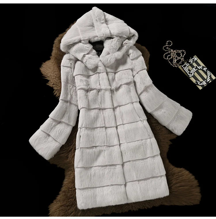 Damen Kapuzenjacke im Pelz-Look, Kurzmantel Rosa oder Schwarz, weicher Kunstpelz