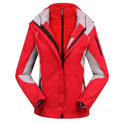 Damen 3-in-1 Outdoorjacke mit Kapuze und Fleece-Innenfutter