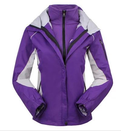 Damen 3-in-1 Outdoorjacke mit Kapuze und Fleece-Innenfutter