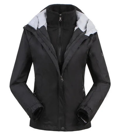 Damen 3-in-1 Outdoorjacke mit Kapuze und Fleece-Innenfutter
