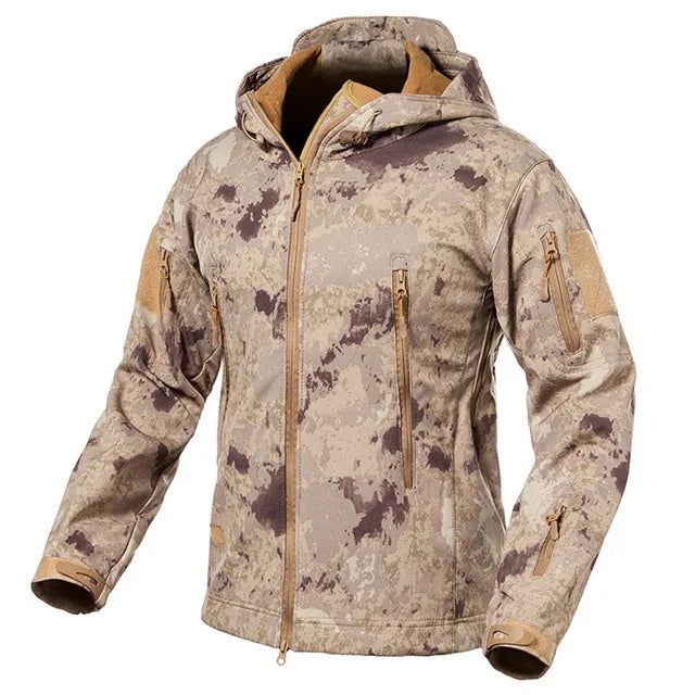 Taktische Herren Jacke mit Kapuze Tarnmuster Outdoor-Softshell-Jacke