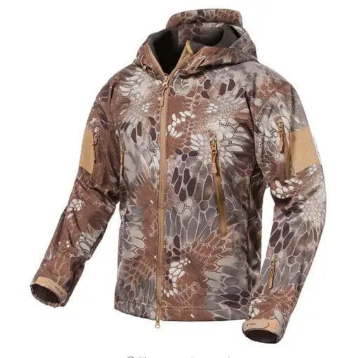 Taktische Herren Jacke mit Kapuze Tarnmuster Outdoor-Softshell-Jacke