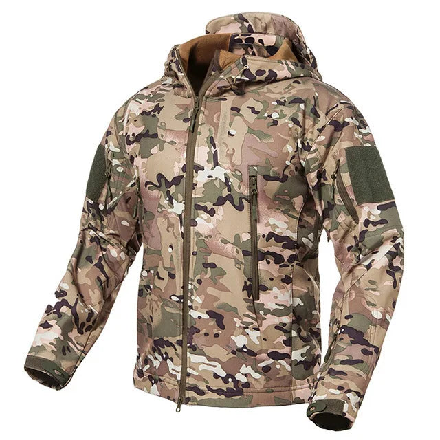 Taktische Herren Jacke mit Kapuze Tarnmuster Outdoor-Softshell-Jacke