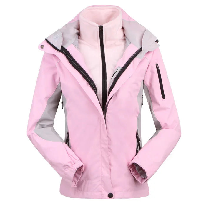Damen 3-in-1 Outdoorjacke mit Kapuze und Fleece-Innenfutter