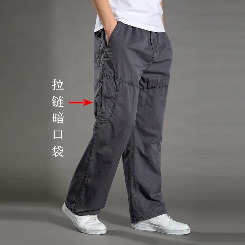 Herren Freizeithose Grau mit Gummibund lockere Passform