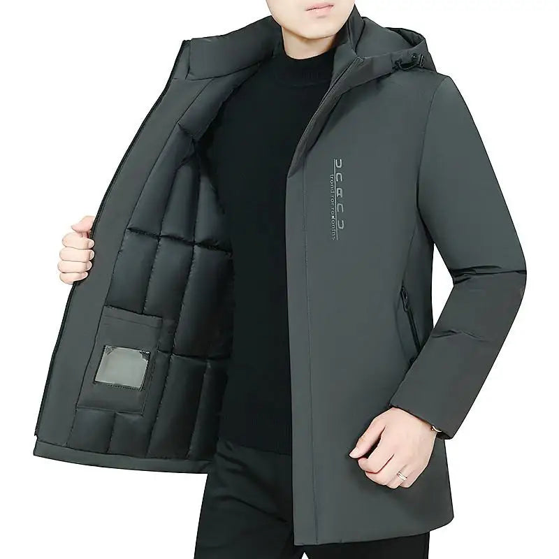 Herren Winterjacke mit Kapuze Steppfutter Lange Ärmel