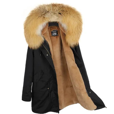 Winterparka mit Plüschfutter und Kunstpelzbesatz an Kapuze