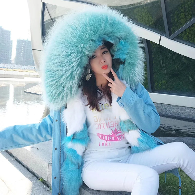 Damen Winterparka mit abnehmbarem Kunstpelzbesatz und Futter