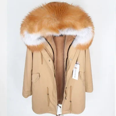 Winterparka mit Plüschfutter und Kunstpelzbesatz an Kapuze