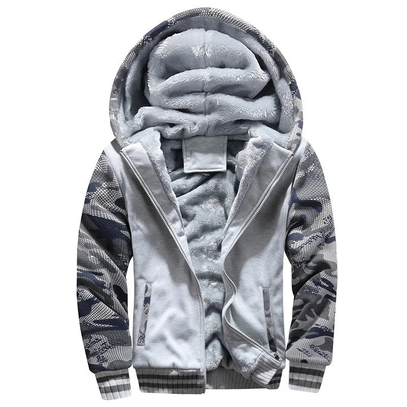 Herren Hoodie Jacke mit Plüschfutter und Reißverschluss