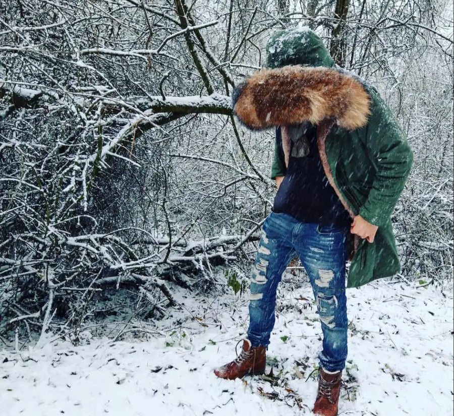 Herren Parka mit Kapuze und Fellimitat-Futter, verschiedene Farben