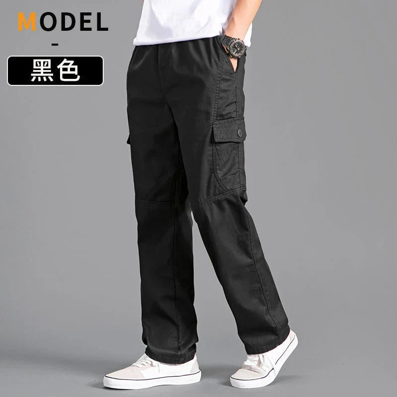 Herren Freizeithose Grau mit Gummibund lockere Passform