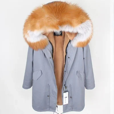 Winterparka mit Plüschfutter und Kunstpelzbesatz an Kapuze