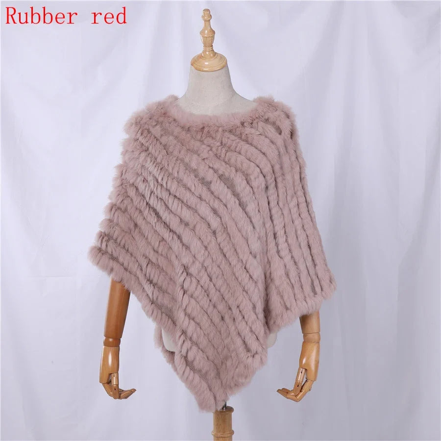 Weicher Poncho mit Pelz-Optik für Damen - Kurzarm Wickel-Cape