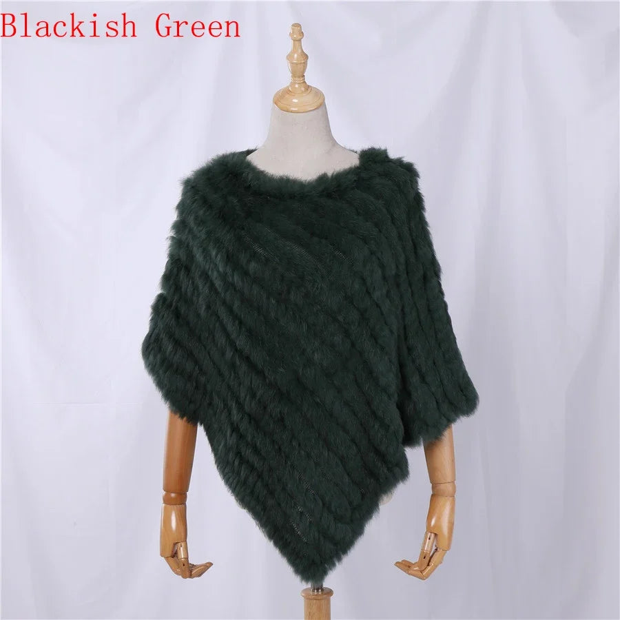 Weicher Poncho mit Pelz-Optik für Damen - Kurzarm Wickel-Cape