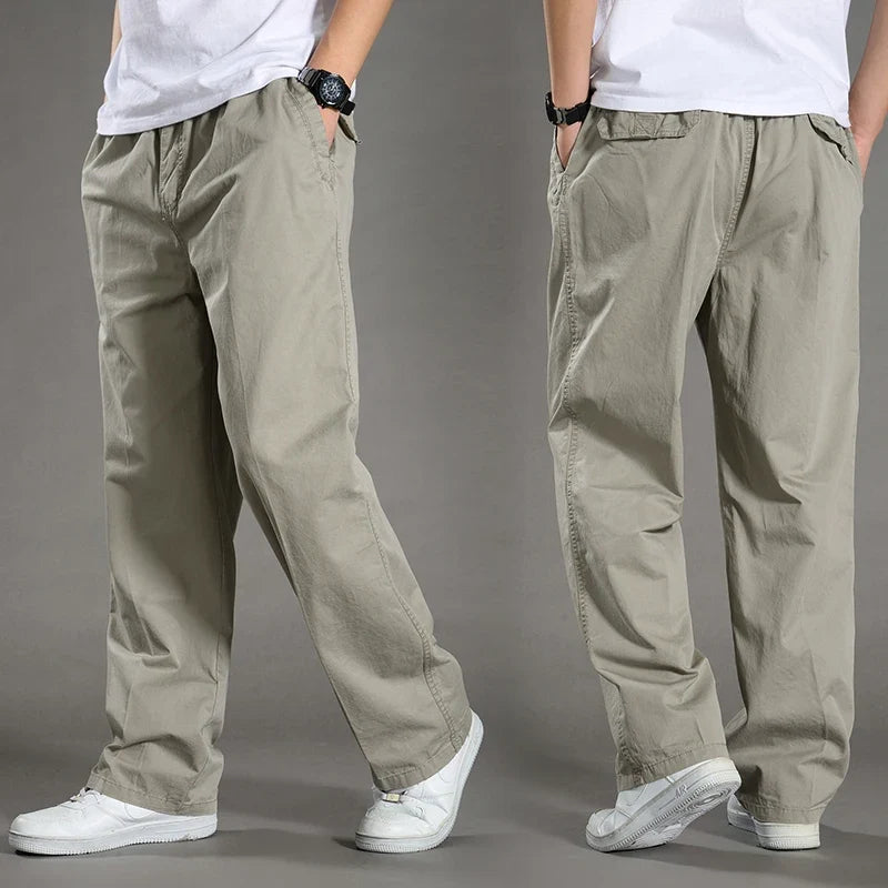 Herren Freizeithose Grau mit Gummibund lockere Passform