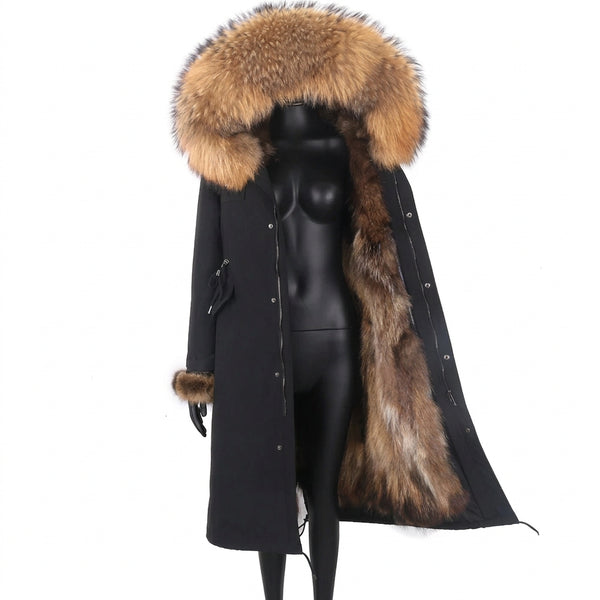Parka met bontcapuchon & bontvoering, lange dameswinterjas