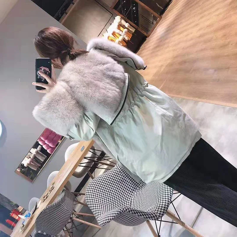 Damen Winterparka mit abnehmbarem Fellimitat Kragen und Bündchen in verschiedenen Farben