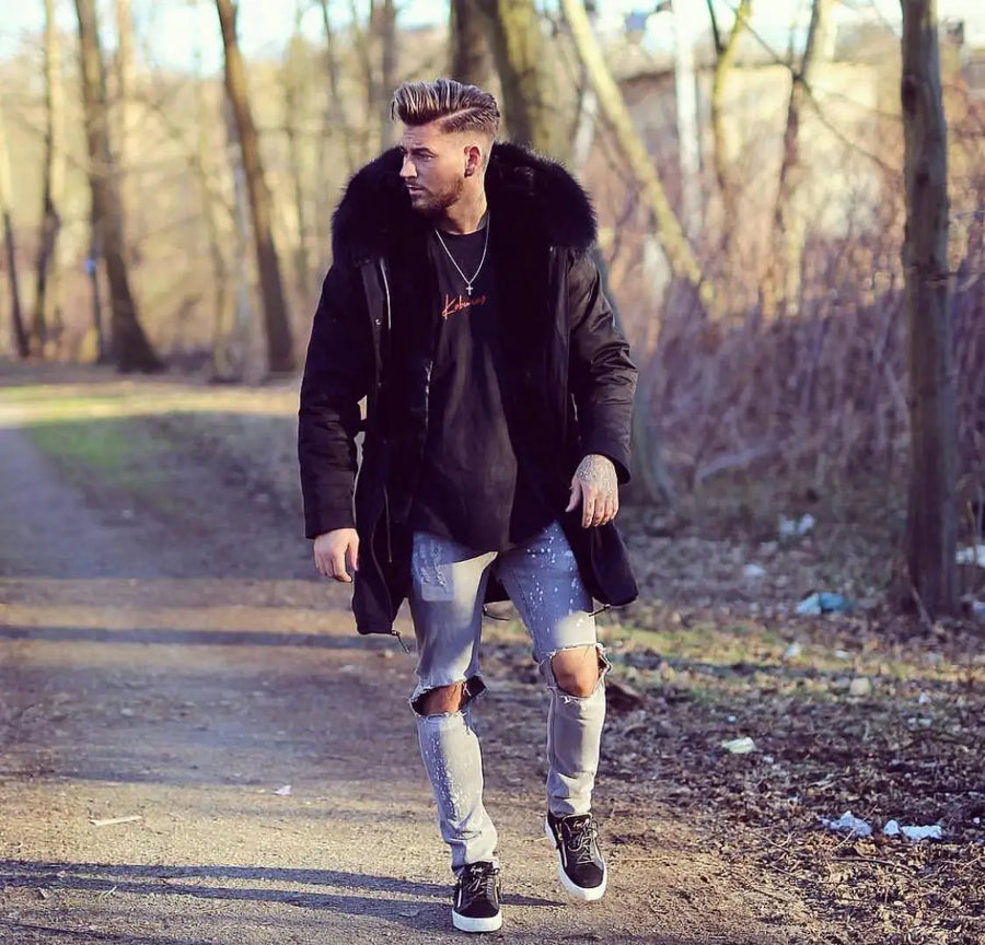 Herren Parka mit Kapuze und Fellimitat-Futter, verschiedene Farben