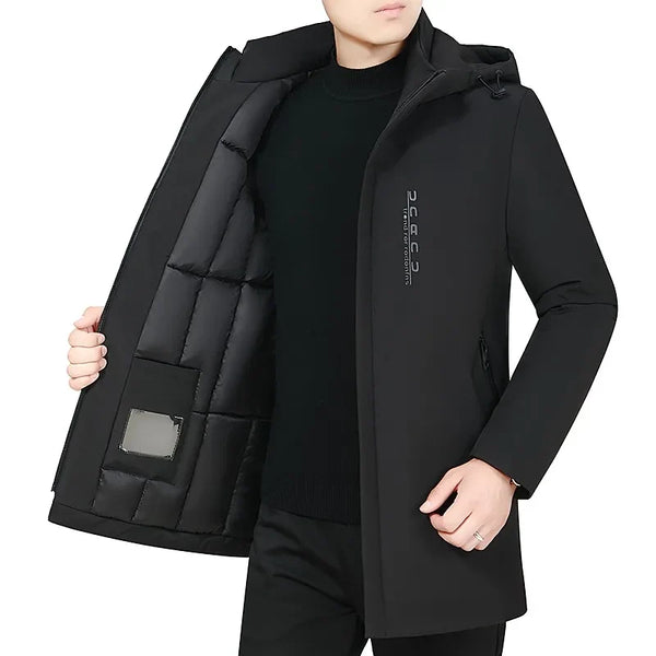 Herren Winterjacke mit Kapuze Steppfutter Lange Ärmel