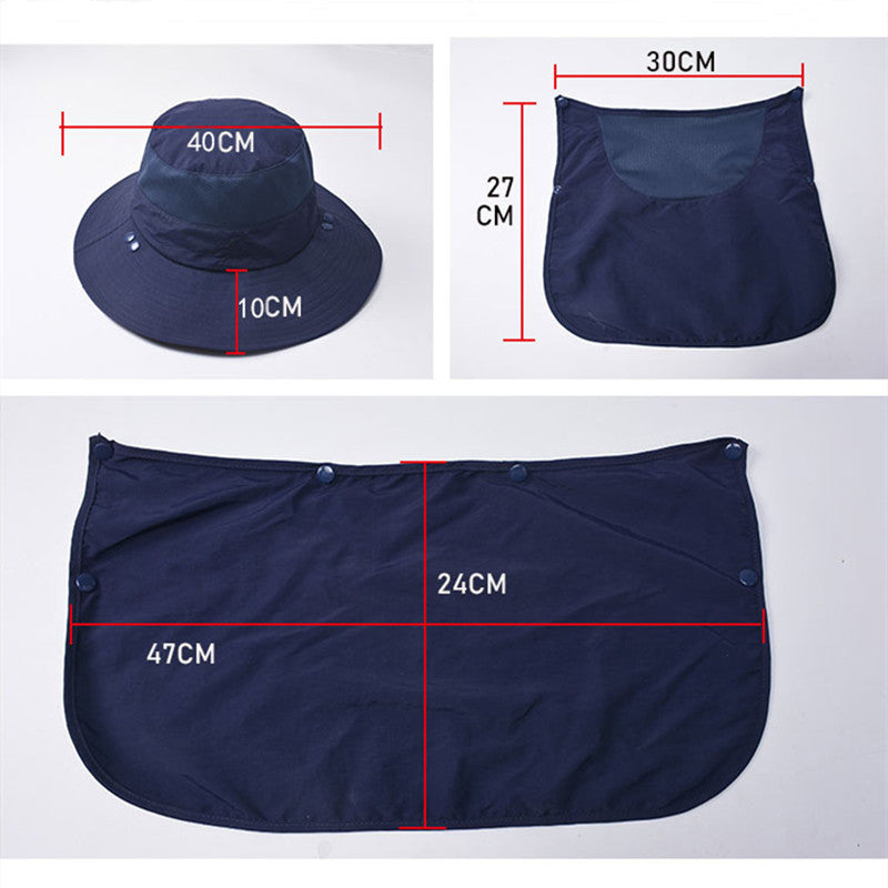Unisex Sonnenhut mit Nackenschutz und Gesichtsmaske, breiter Krempe und UV-Schutz für Outdoor-Aktivitäten