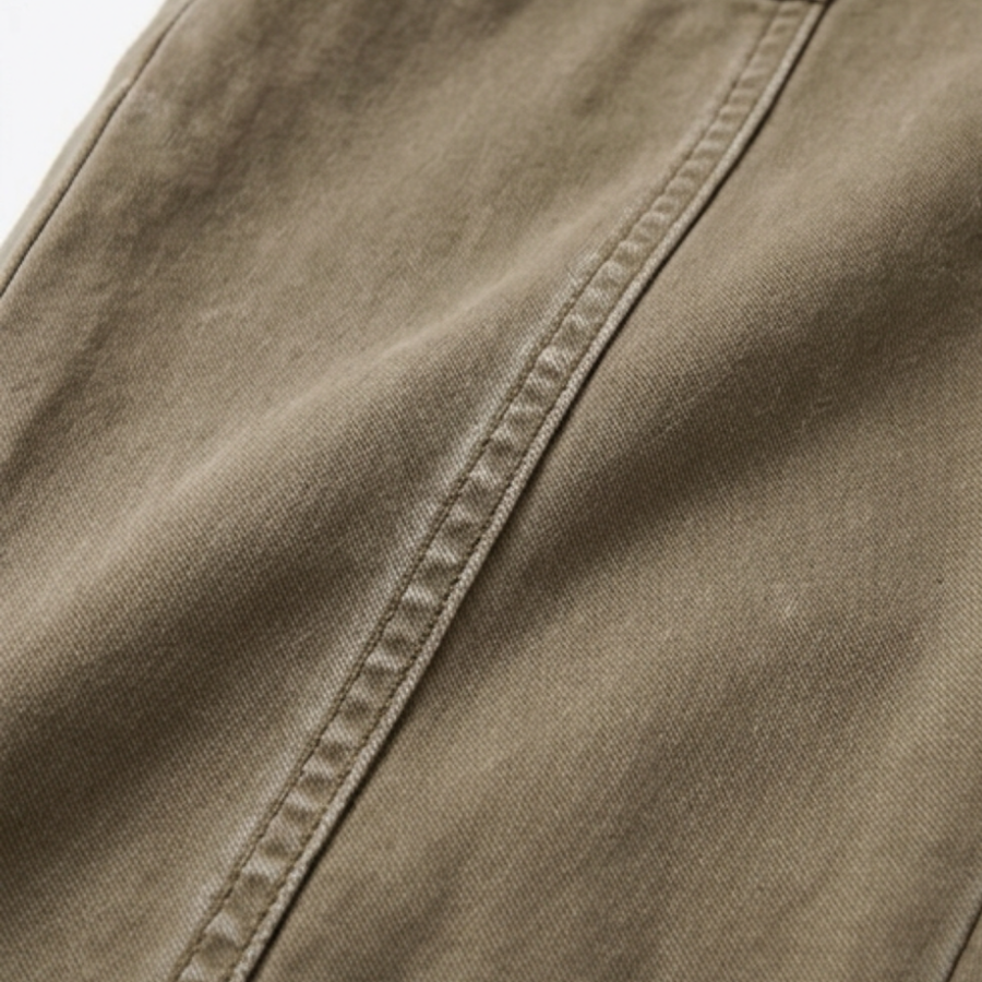 Damen Freizeithose mit sichtbaren Nähten und Gürtelschlaufen, Khaki oder Oliv