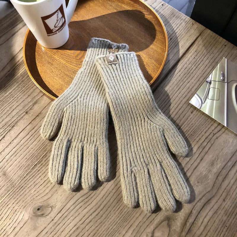 Unisex Winterhandschuhe Strickhandschuhe Gerippt mit Label-Detail