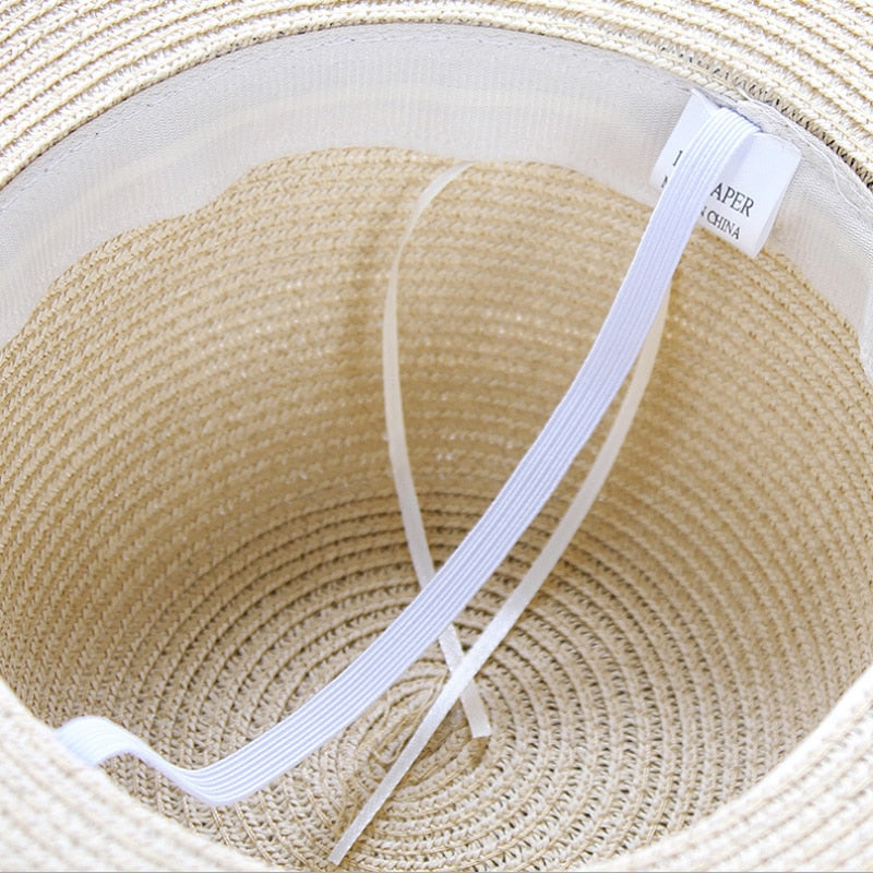 Breitkrempiger Sonnenhut mit Schleifenband für Damen