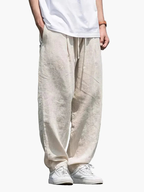 Herren Baggy Freizeithose – Lässige Veganes Leinenhose im Oversize-Stil für Alltag & Urlaub