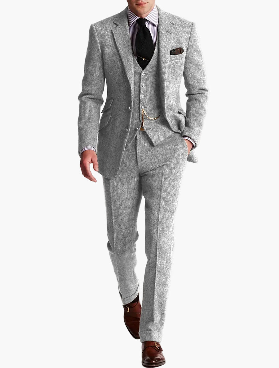 Herren Dreiteiliger Tweed Anzug – Klassischer Anzug für elegante Anlässe und formelle Veranstaltungen