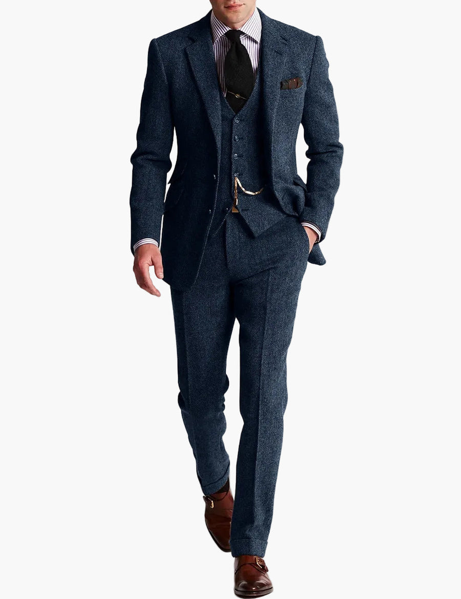 Herren Dreiteiliger Tweed Anzug – Klassischer Anzug für elegante Anlässe und formelle Veranstaltungen