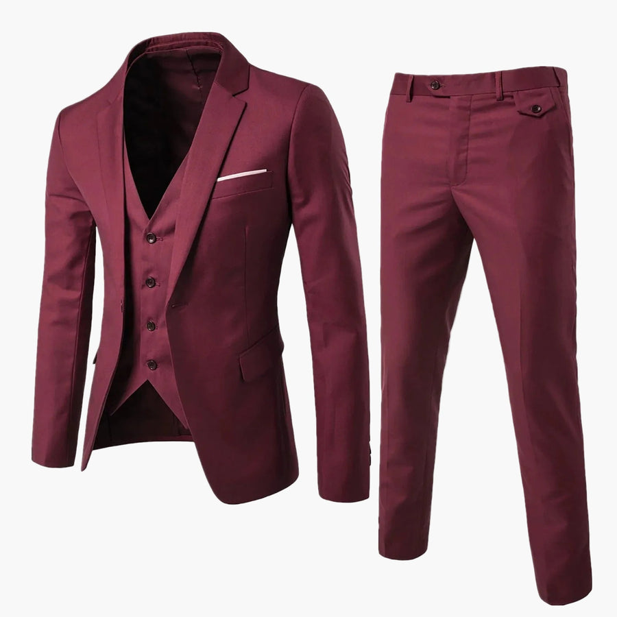 Herren 3-teiliger Slim Fit Business-Anzug – Eleganter Anzug für formelle Anlässe, Hochzeit & Büro
