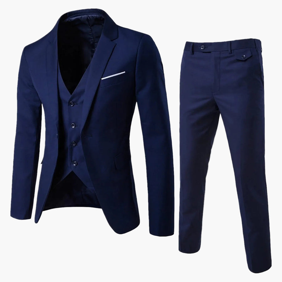 Herren 3-teiliger Slim Fit Business-Anzug – Eleganter Anzug für formelle Anlässe, Hochzeit & Büro