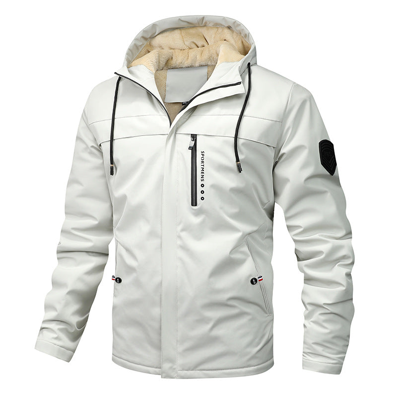 Heren outdoorjas met capuchon & ritsen, gewatteerd