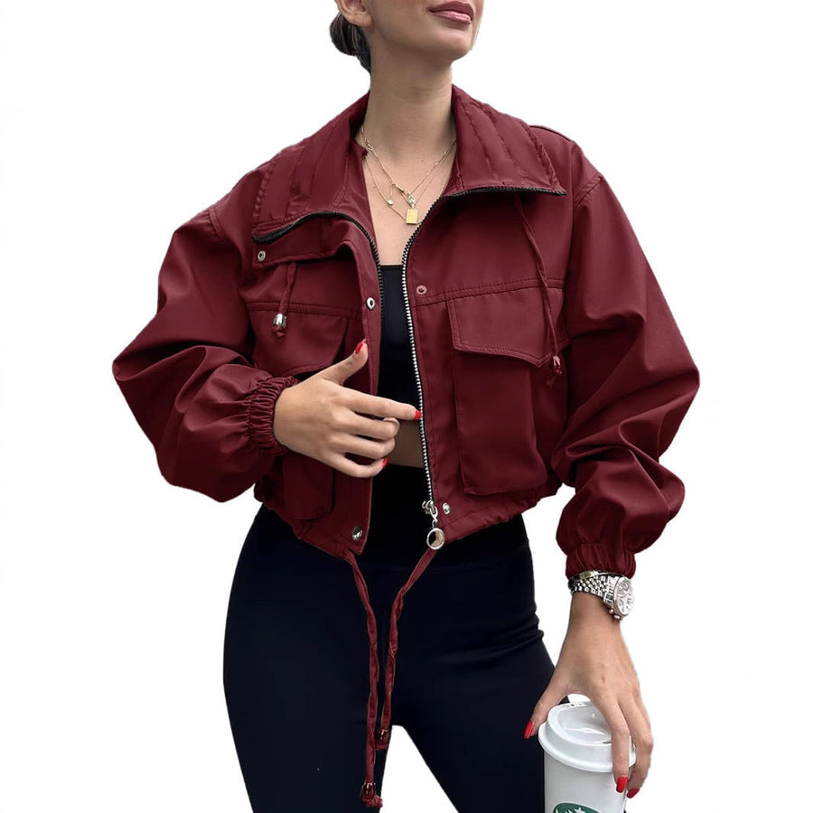 Dames cropped jack met rits & trekkoord, utility-stijl