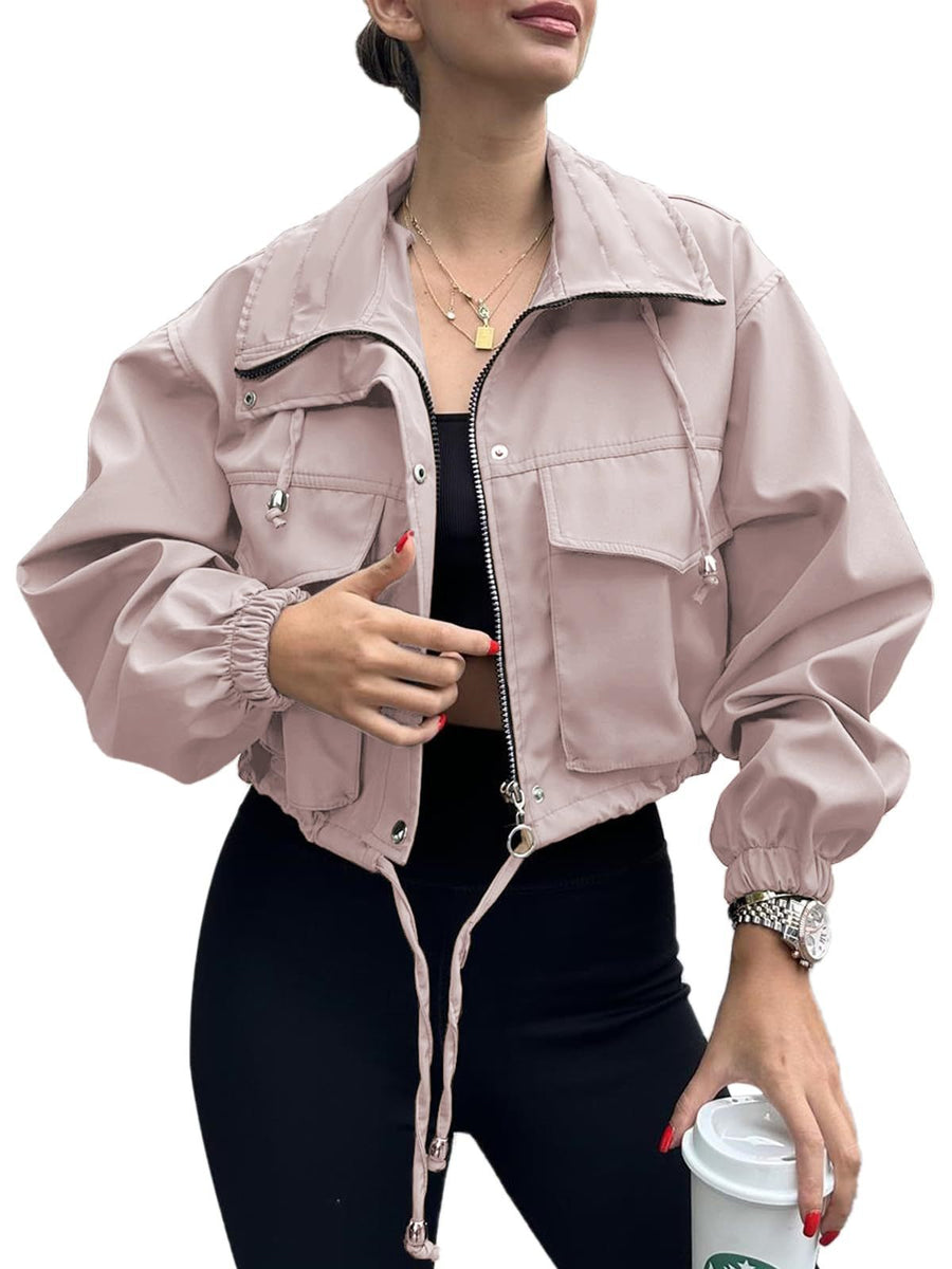 Dames cropped jack met rits & trekkoord, utility-stijl