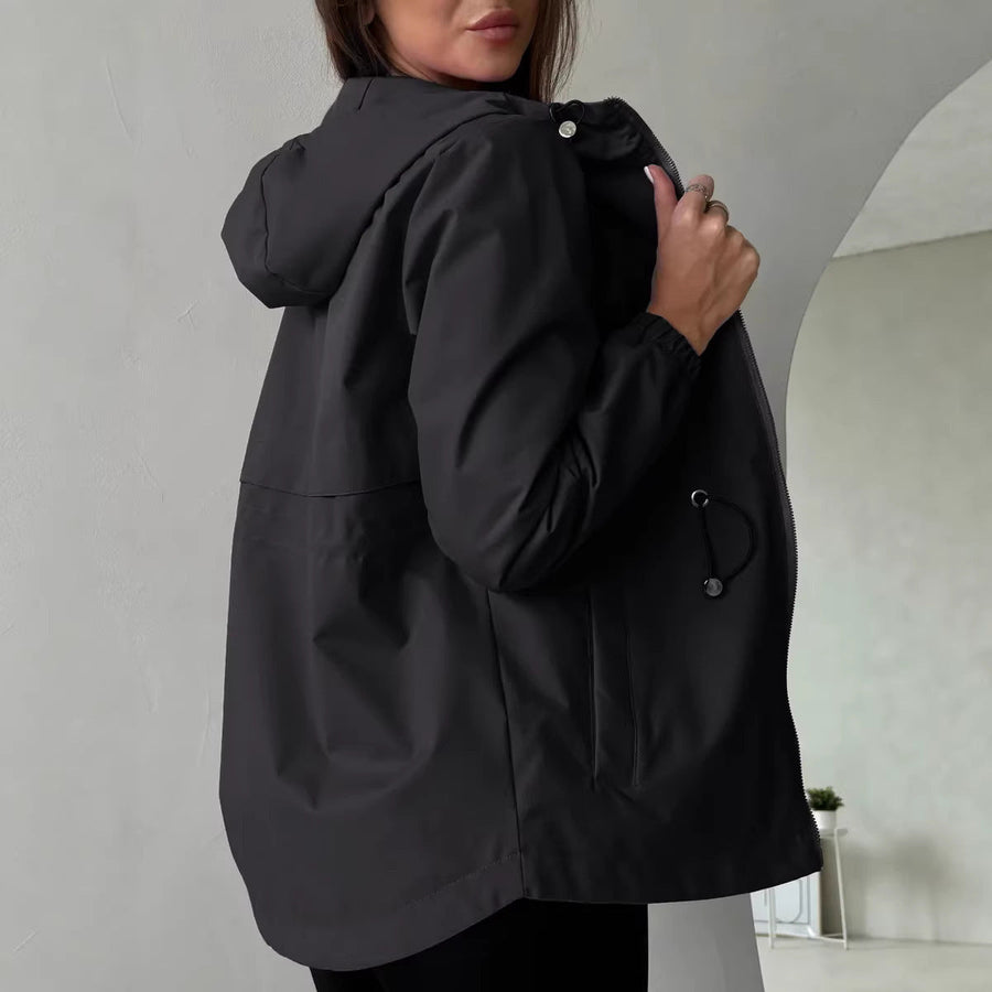 Licht windjack voor dames met capuchon en taillekoord