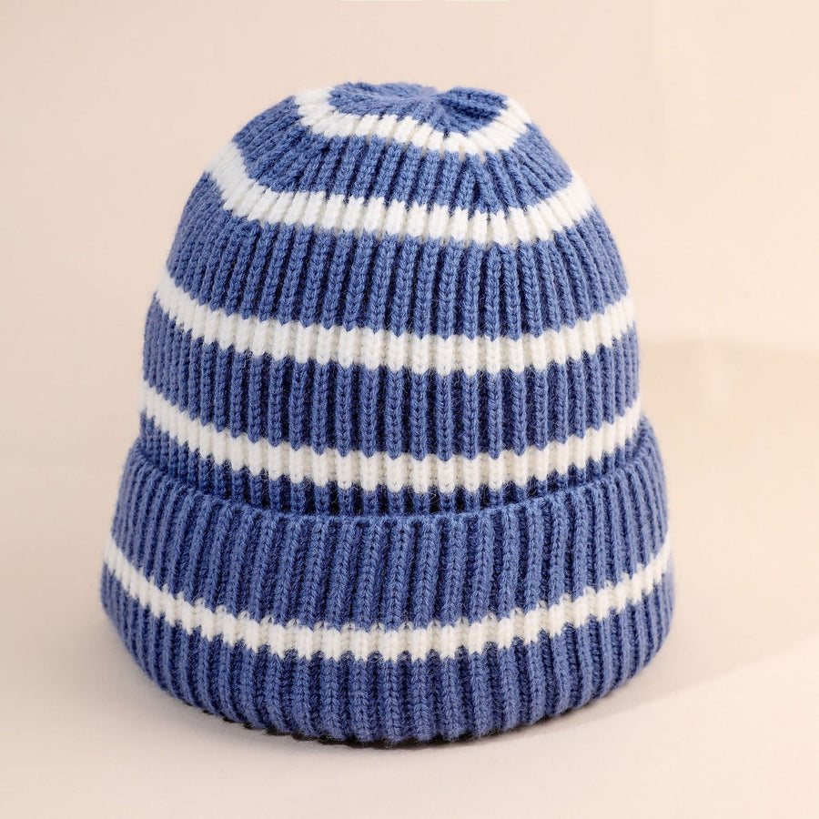 Gestreifte Strickmütze Beanie Wintermütze Unisex