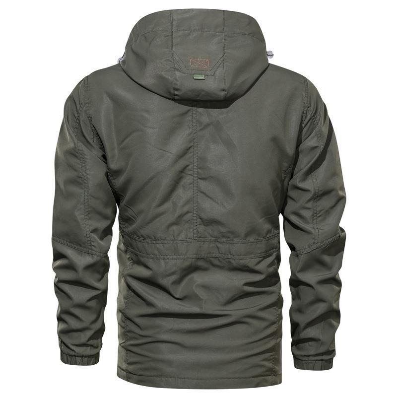 Herren Outdoor Jacke mit Kapuze, mehreren Taschen & hohem Kragen