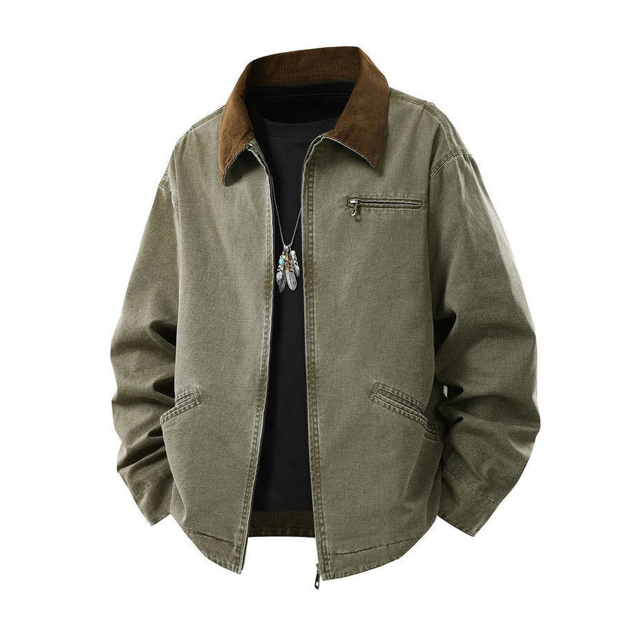Jeansjacke mit Reißverschluss und Cordkragen in verschiedenen Farben